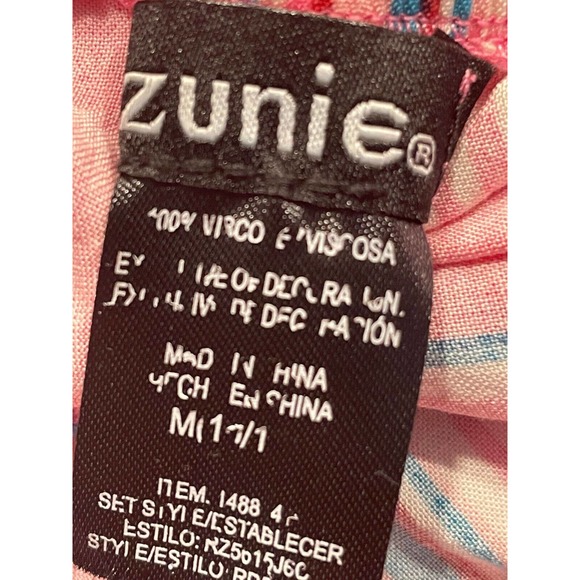 Zunie Girls Dress Medium 10/12 Pink Blue White Stripe Ruffle Sleeve Square Neck - Picture 4 of 8